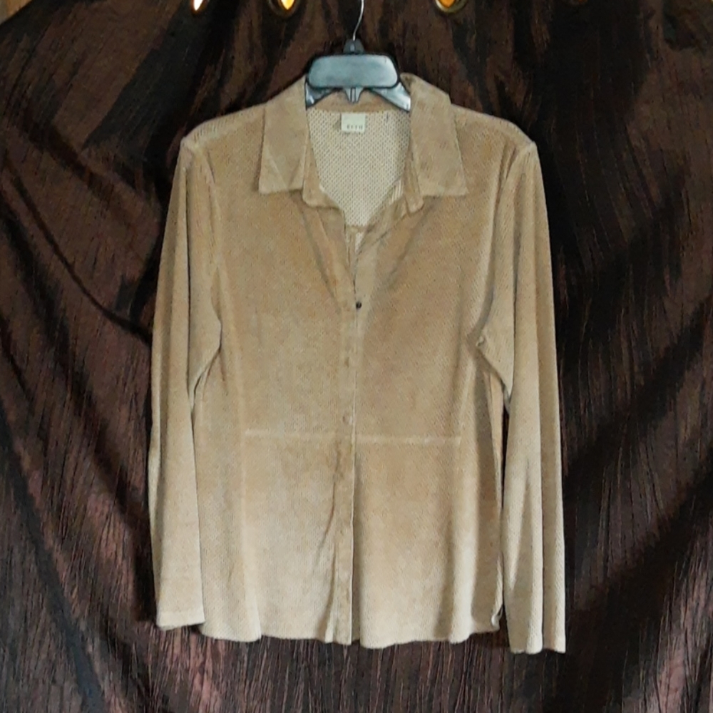 ECRU NWOT 100% Real Genuine Suede Snap-Jacket Top